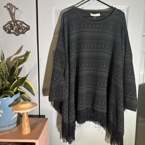 Suzanne Betro Long Sleeve Poncho Sweater. Sz 2X Boho. Holidays. Festival. Hippie